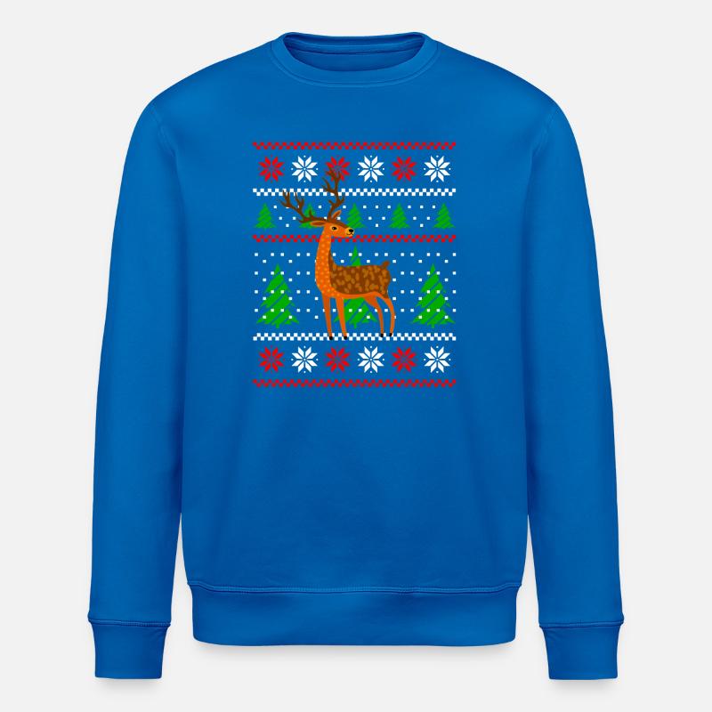Cerf de Noël - Sweat bio ROLLER Stanley/Stella Unisexe - bleu roi