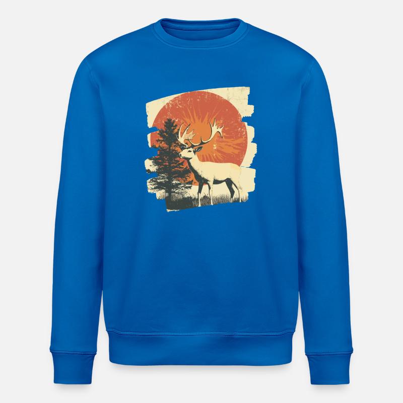 Hirsch mit Geweih - Stanley/Stella Unisex Bio-Sweatshirt ROLLER - Königsblau