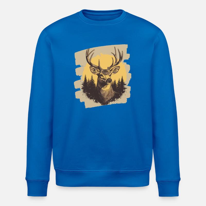 Hirsch mit Geweih - Stanley/Stella Unisex Bio-Sweatshirt ROLLER - Königsblau