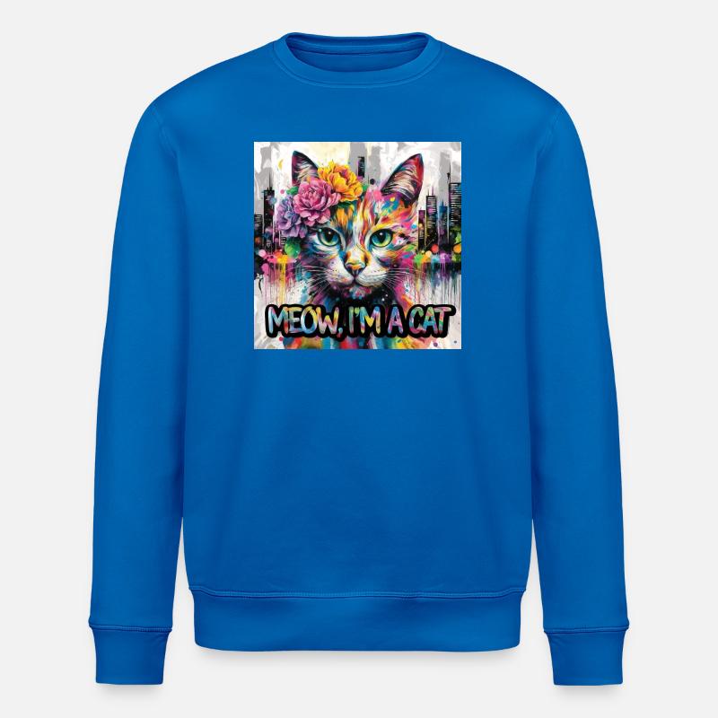 Artful Cat Version 2 - Stanley/Stella ROLLER Unisex Organic Sweatshirt - royal blue