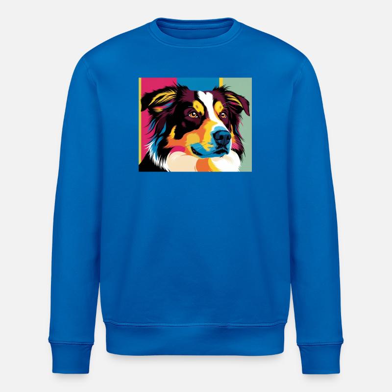 Buntes Pop-Dog-Porträt - Stanley/Stella Unisex Bio-Sweatshirt ROLLER - Königsblau