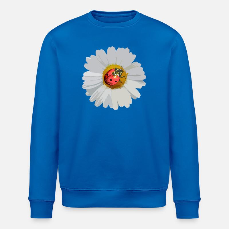 Daisies with Ladybug Motif - Stanley/Stella ROLLER Unisex Organic Sweatshirt - royal blue
