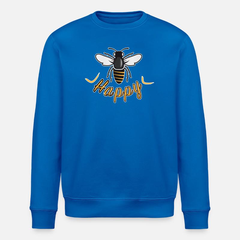 Happy bee with 'Happy' lettering - Stanley/Stella ROLLER Unisex Organic Sweatshirt - royal blue