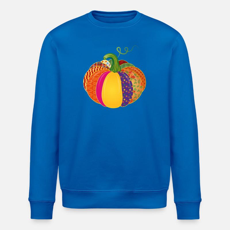 Patchwork Kürbis – Bunt gemusterte Herbstdeko - Stanley/Stella Unisex Bio-Sweatshirt ROLLER - Königsblau