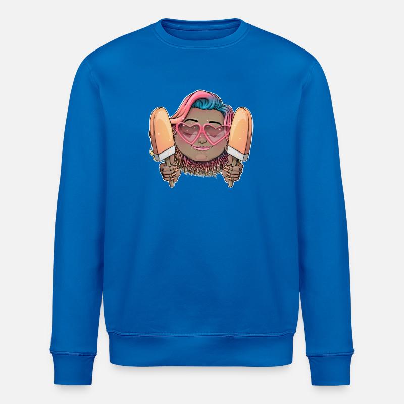 Crème sucrée amour illustration - Sweat bio ROLLER Stanley/Stella Unisexe - bleu roi
