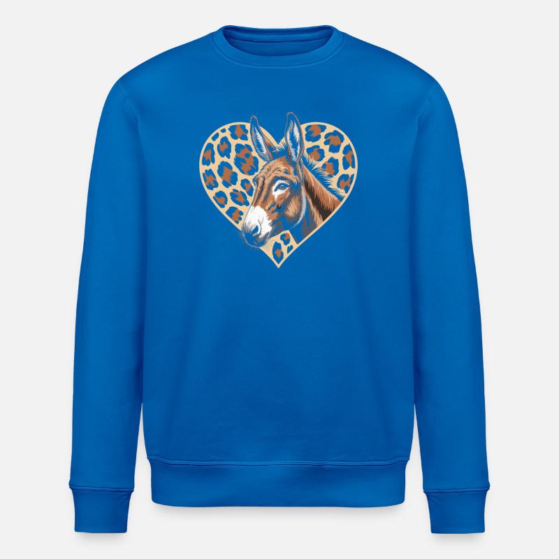 Esel mit Leopard-Herz - Stanley/Stella Unisex Bio-Sweatshirt ROLLER - Königsblau
