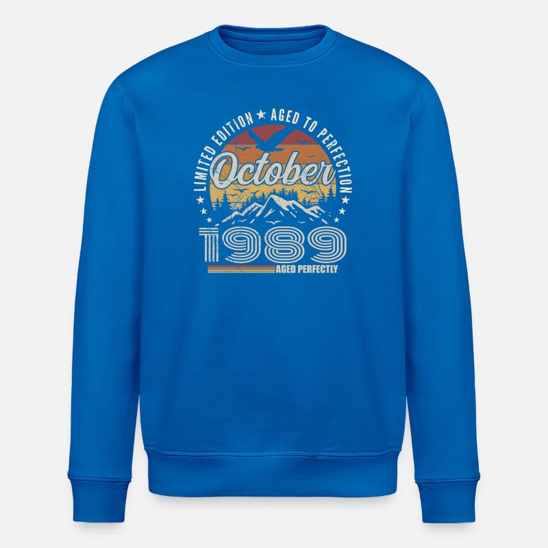 October 1989 Birthday Gift - October 1989 - Stanley/Stella ROLLER Unisex Organic Sweatshirt - royal blue