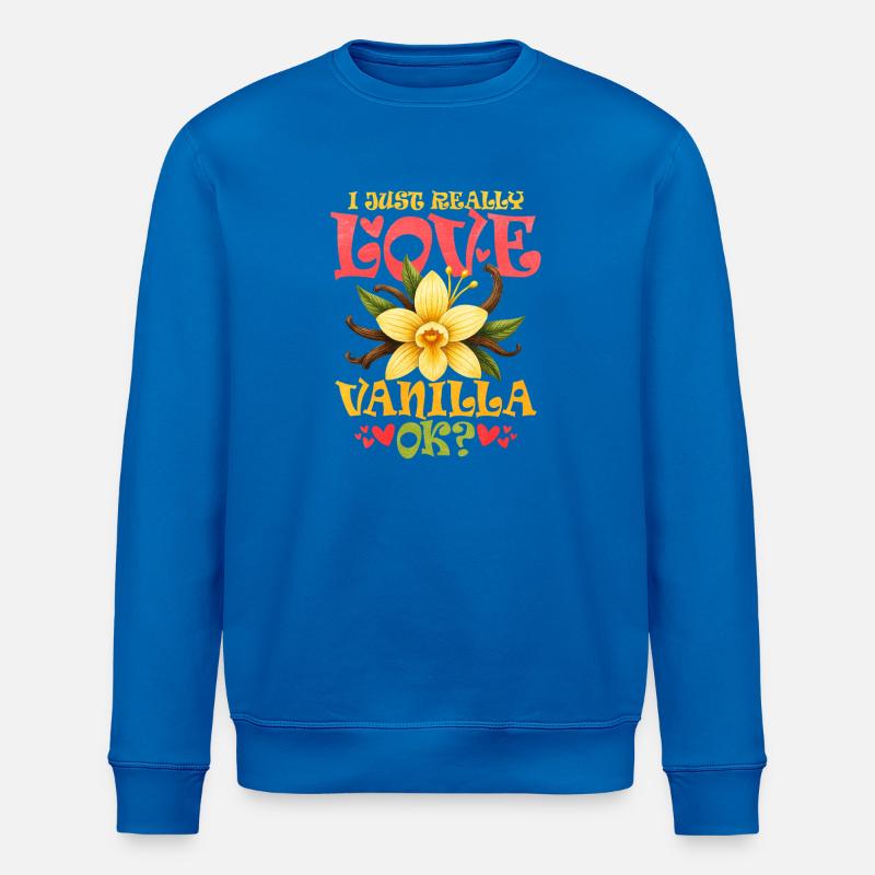 Illustration d'une fleur de vanille aimante - Sweat bio ROLLER Stanley/Stella Unisexe - bleu roi