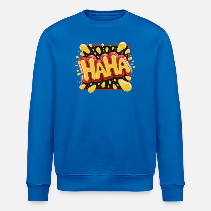 Lebhaftes Haha-Design im Comic-Stil - Stanley/Stella Unisex Bio-Sweatshirt ROLLER - Königsblau