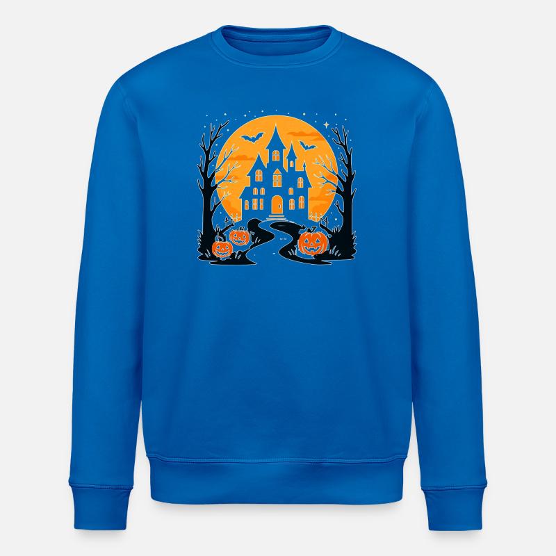 Spooky Halloween castle with pumpkins - Stanley/Stella ROLLER Unisex Organic Sweatshirt - royal blue
