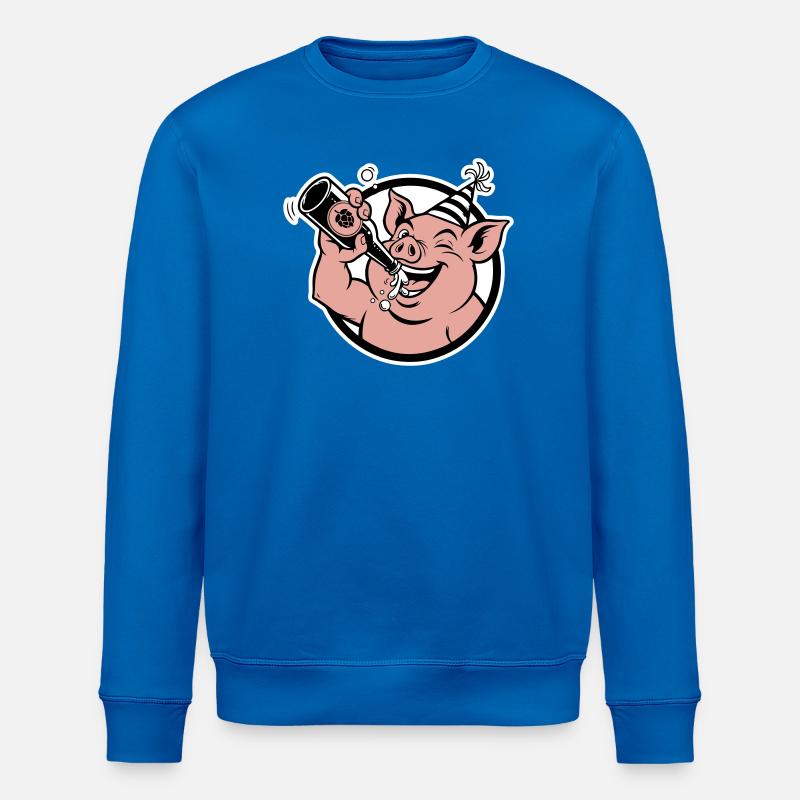 Cochon avec bouteille de célébration - Sweat bio ROLLER Stanley/Stella Unisexe - bleu roi