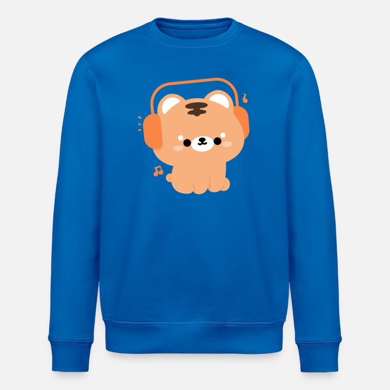 Kawaii Tiger mit Kopfhörer-Design - Stanley/Stella Unisex Bio-Sweatshirt ROLLER - Königsblau
