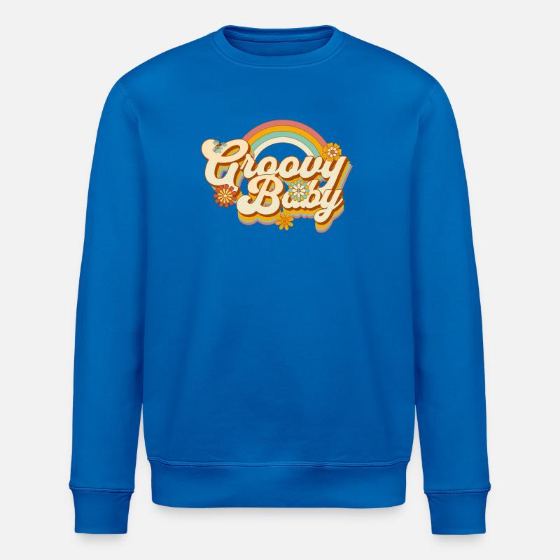 Retro Blumen-Design mit Regenbogen - Stanley/Stella Unisex Bio-Sweatshirt ROLLER - Königsblau