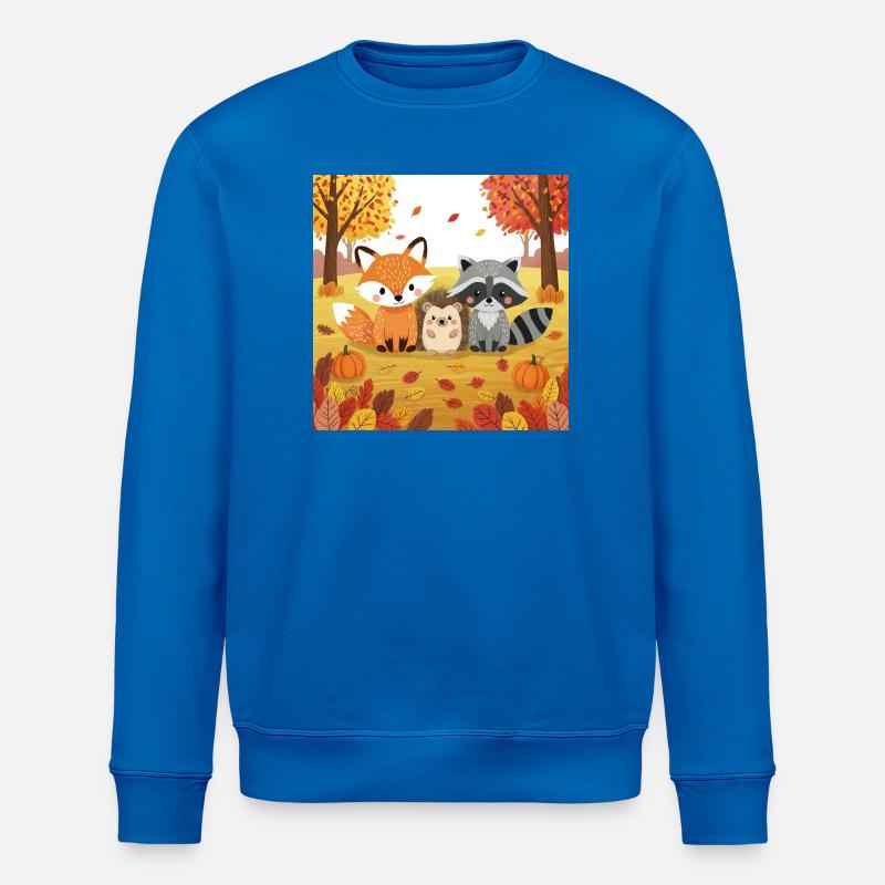 Herbstliche Waldtiere Illustration - Stanley/Stella Unisex Bio-Sweatshirt ROLLER - Königsblau