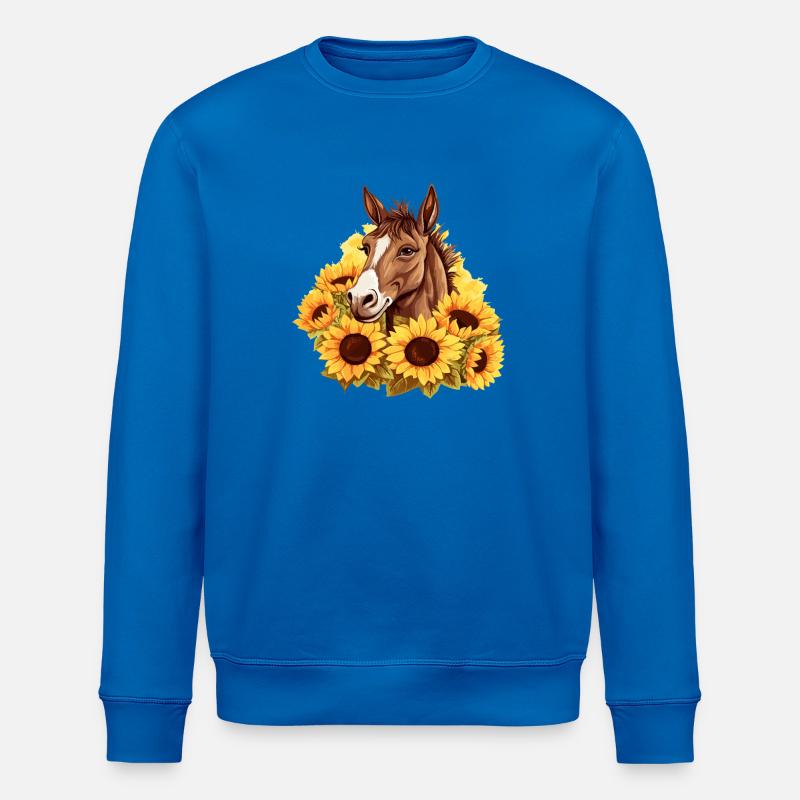 Pferd im Sonnenblumenmeer - Stanley/Stella Unisex Bio-Sweatshirt ROLLER - Königsblau