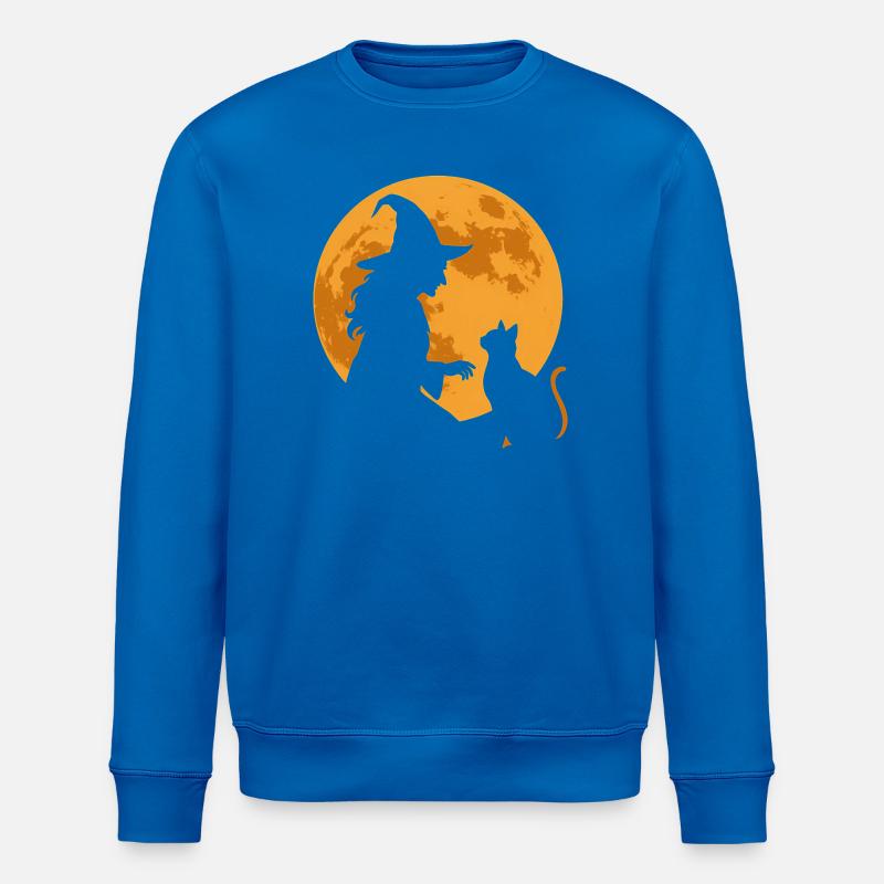 Moon Spell Witch and Cat Silhouette - Stanley/Stella ROLLER Unisex Organic Sweatshirt - royal blue