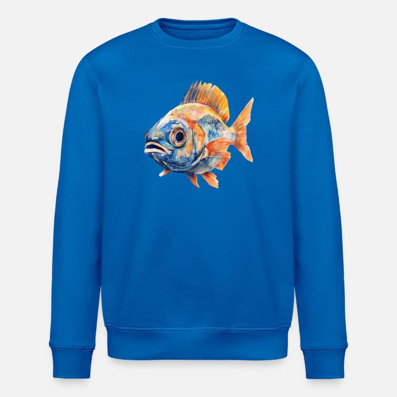 Aquarellfisch Farbexplosion - Stanley/Stella Unisex Bio-Sweatshirt ROLLER - Königsblau
