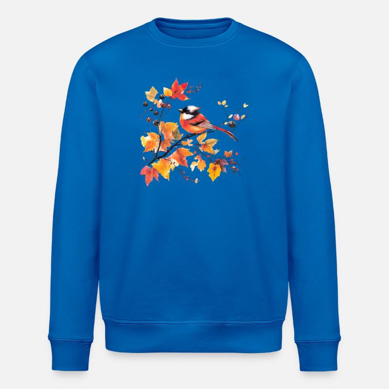Vogel im Herbst auf Blattzweig - Stanley/Stella Unisex Bio-Sweatshirt ROLLER - Königsblau