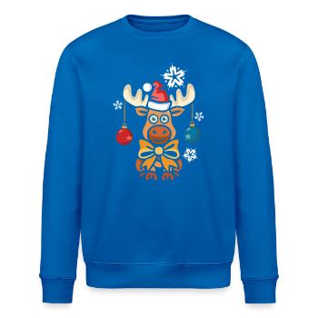 Weihnachtlicher Elch mit Mütze und Schleife - Stanley/Stella Unisex Bio-Sweatshirt ROLLER - Königsblau - Vorne - Nik (191cm)