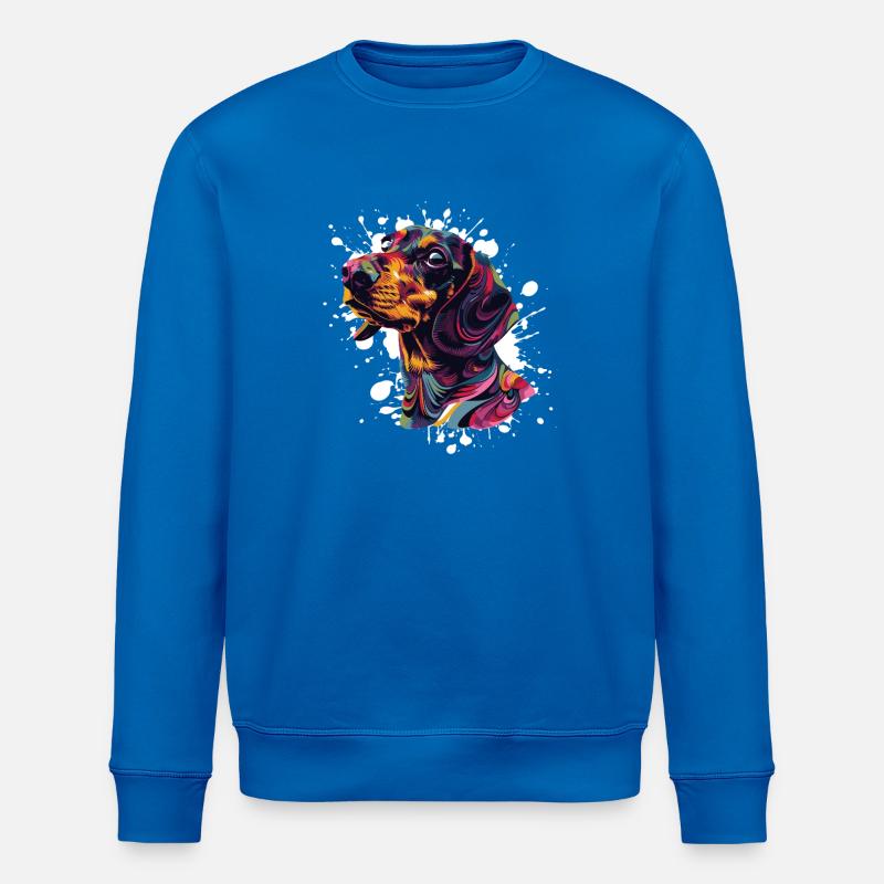 Farbenfroher Hundenkopf Splatterkunst - Stanley/Stella Unisex Bio-Sweatshirt ROLLER - Königsblau
