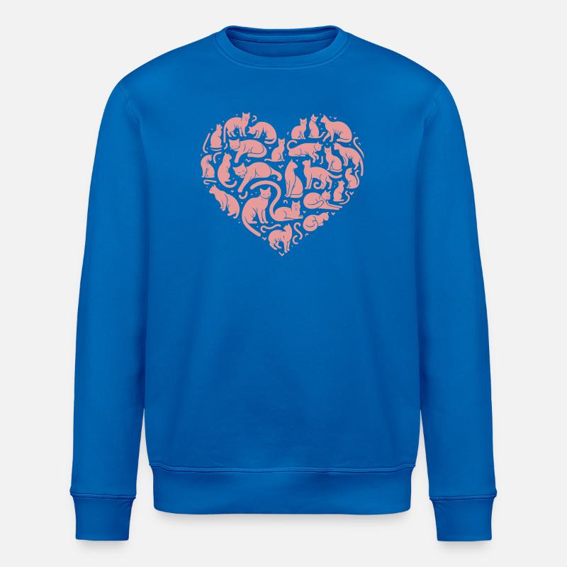 Katzen herz Silhouette Rosa - Stanley/Stella Unisex Bio-Sweatshirt ROLLER - Königsblau