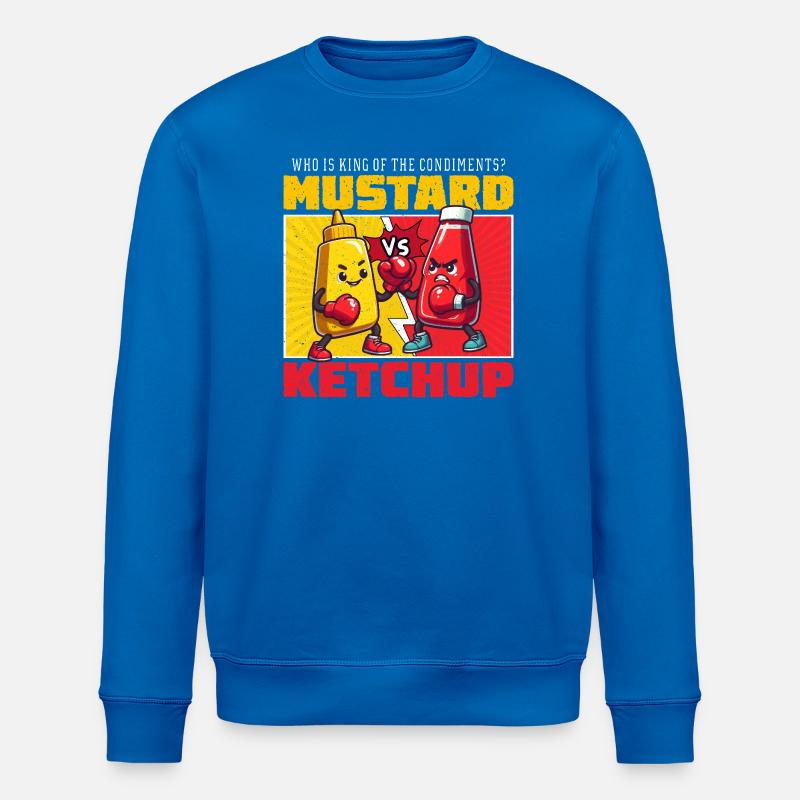 Senf vs. Ketchup: Cartoon-Duell - Stanley/Stella Unisex Bio-Sweatshirt ROLLER - Königsblau