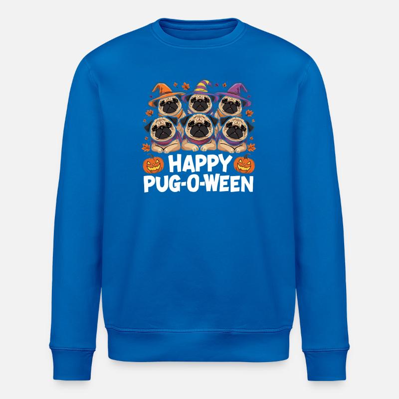 Pug-O-Ween Witch Hat Pugs - Stanley/Stella ROLLER Unisex Organic Sweatshirt - royal blue