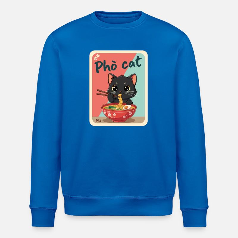Pho Cat Ramen Katze Illustration - Stanley/Stella Unisex Bio-Sweatshirt ROLLER - Königsblau