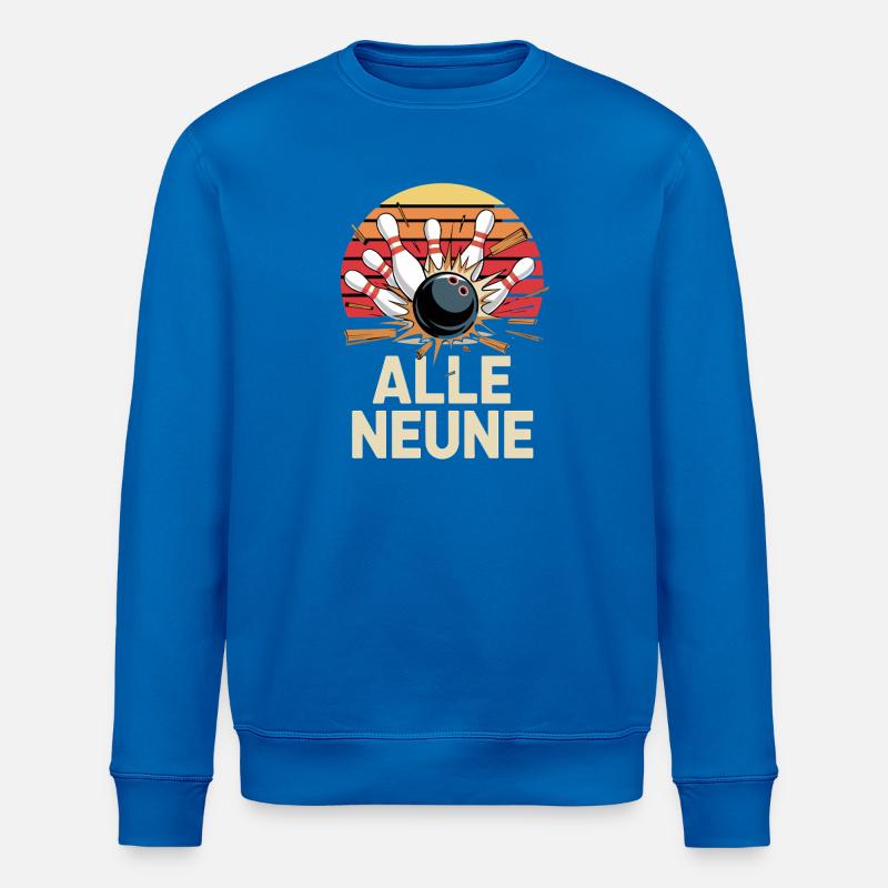 All Nine Bowling Strikes Design - Stanley/Stella ROLLER Unisex Organic Sweatshirt - royal blue