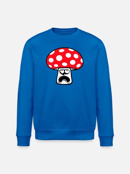 Mushroom frightened, panicking, looking up, - Stanley/Stella ROLLER Unisex Organic Sweatshirt - royal blue