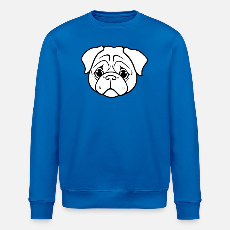 Mops Hunde T-shirt - Stanley/Stella Unisex Bio-Sweatshirt ROLLER - Königsblau