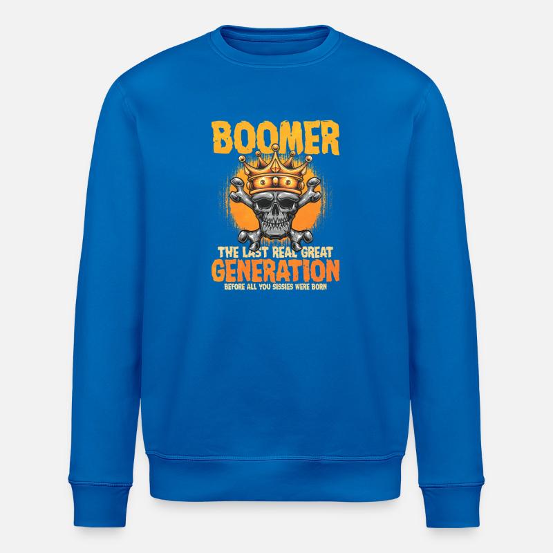 Boomer Kronen Schädel Motiv - Stanley/Stella Unisex Bio-Sweatshirt ROLLER - Königsblau