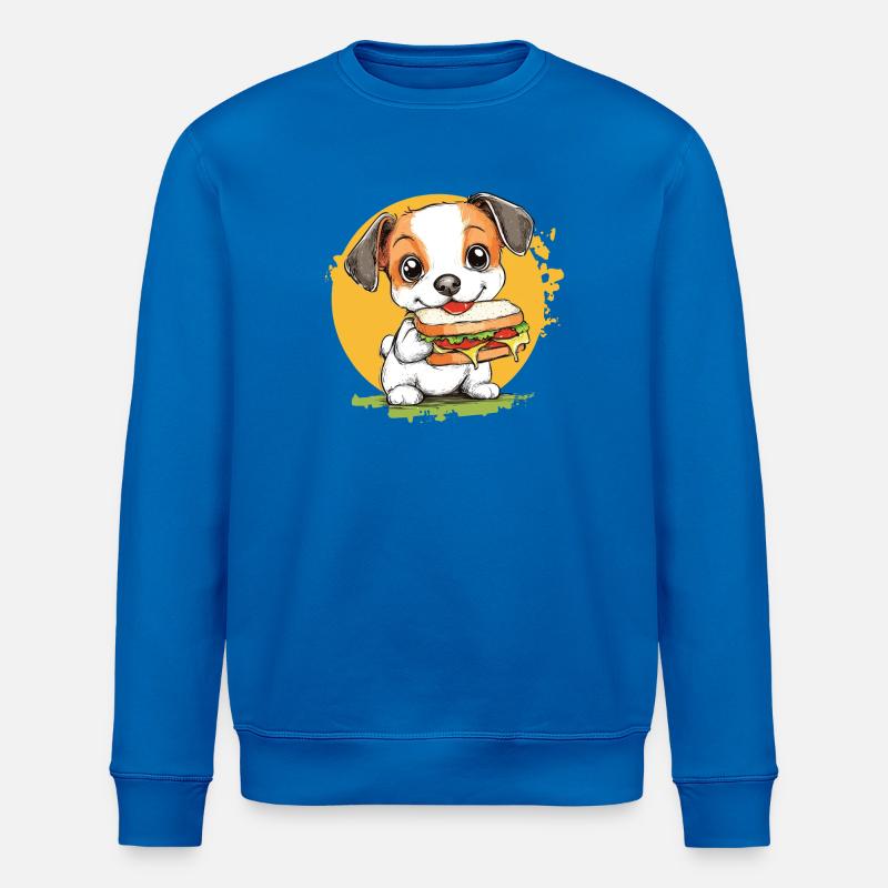 Petit chien dégustant un hamburger - Sweat bio ROLLER Stanley/Stella Unisexe - bleu roi