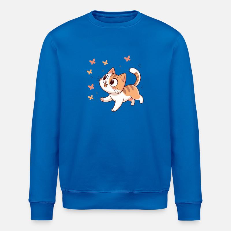 Chaton joyeux papillons - Sweat bio ROLLER Stanley/Stella Unisexe - bleu roi