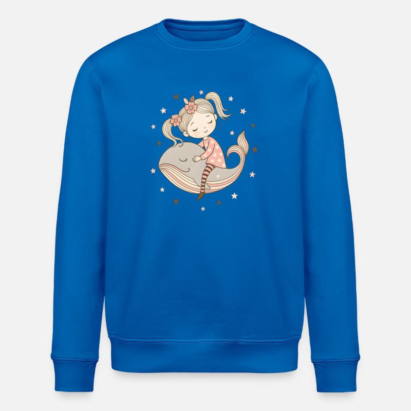 Traumhaftes Mädchen reitet auf Wal - Stanley/Stella Unisex Bio-Sweatshirt ROLLER - Königsblau