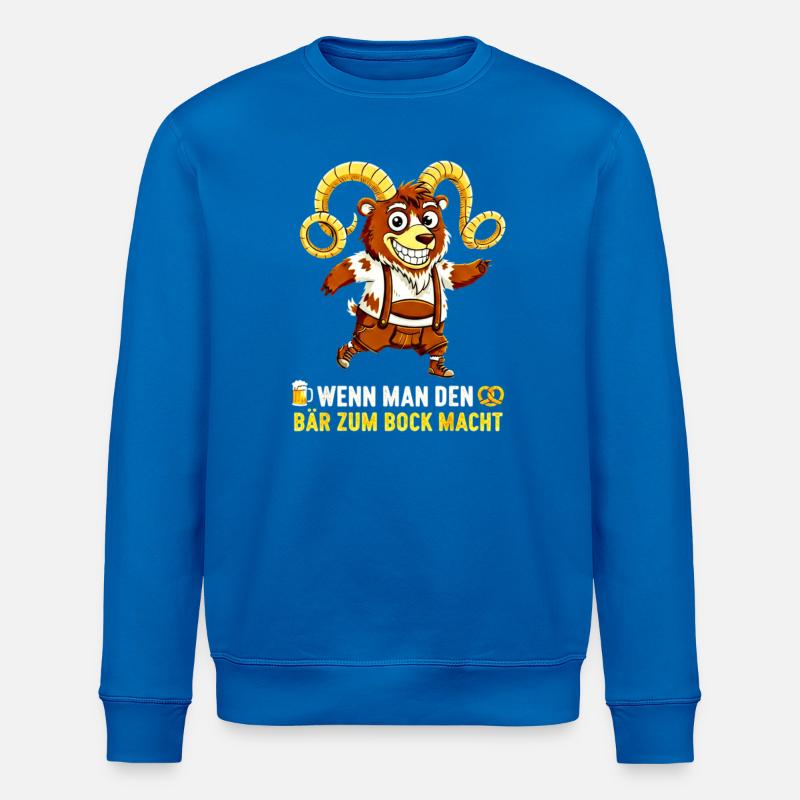 Bär zum Bock machen - Lederhose Satire - Stanley/Stella Unisex Bio-Sweatshirt ROLLER - Königsblau