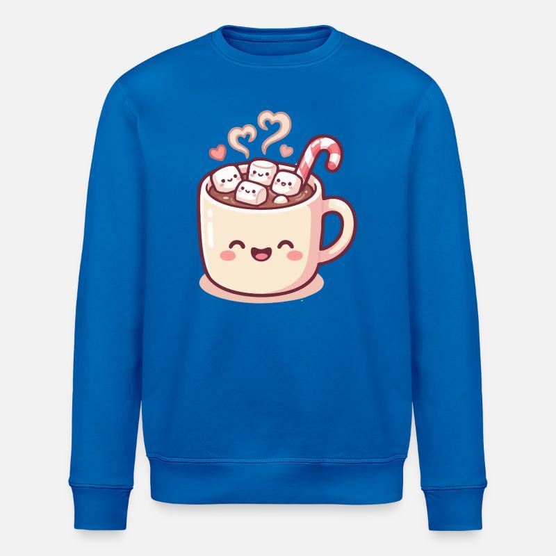 Cuddle mug with marshmallows & candy cane - Stanley/Stella ROLLER Unisex Organic Sweatshirt - royal blue