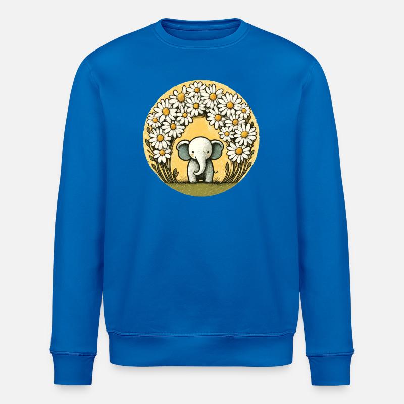 Elephant in Daisy Ring - Stanley/Stella ROLLER Unisex Organic Sweatshirt - royal blue