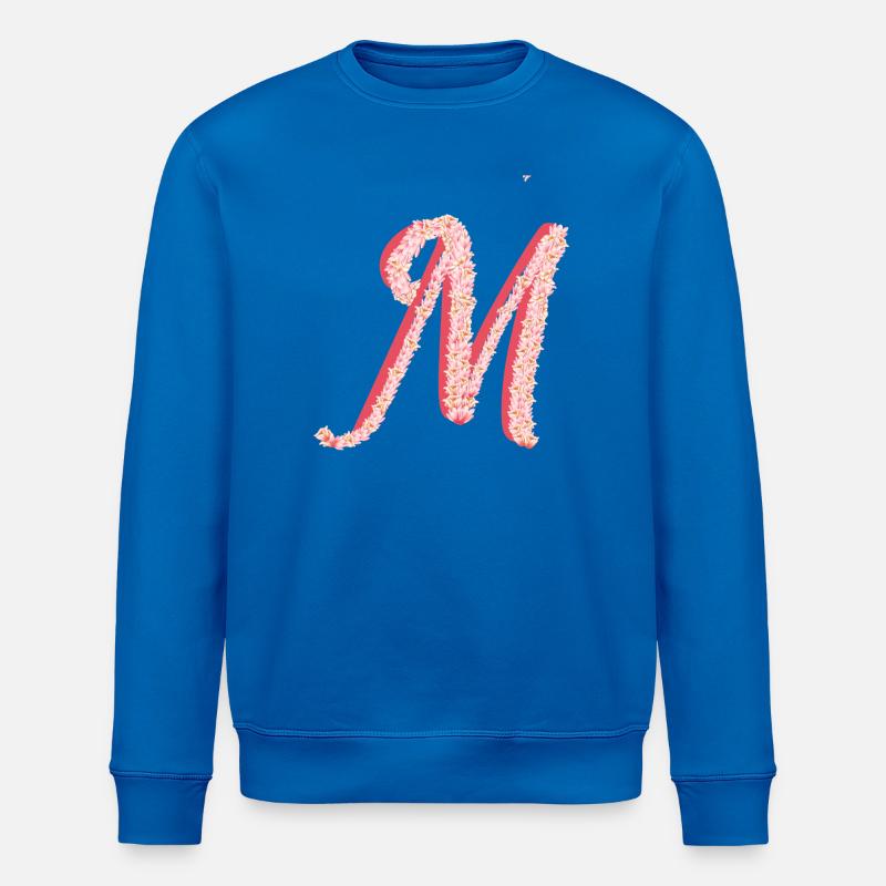Initial M de fleurs roses - Sweat bio ROLLER Stanley/Stella Unisexe - bleu roi