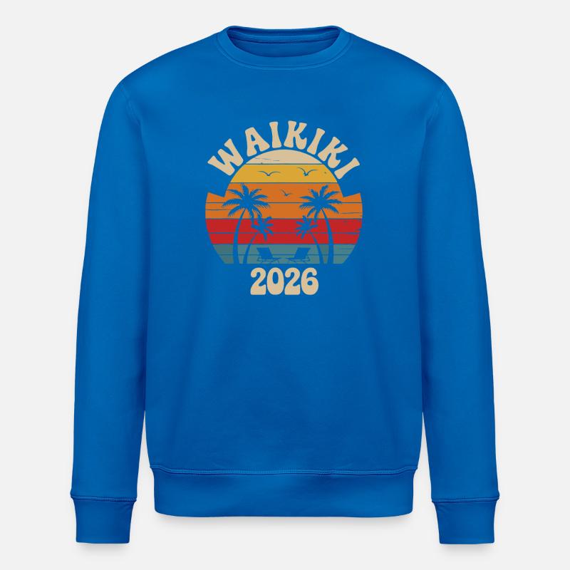Retro Sonnenuntergang Palmen 2026 - Stanley/Stella Unisex Bio-Sweatshirt ROLLER - Königsblau