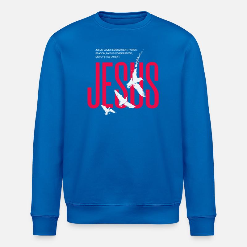 Jesus-Tauben-Typografie - Stanley/Stella Unisex Bio-Sweatshirt ROLLER - Königsblau