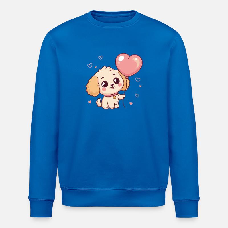 Chiot Caniche mignon au ballon cœur - Sweat bio ROLLER Stanley/Stella Unisexe - bleu roi