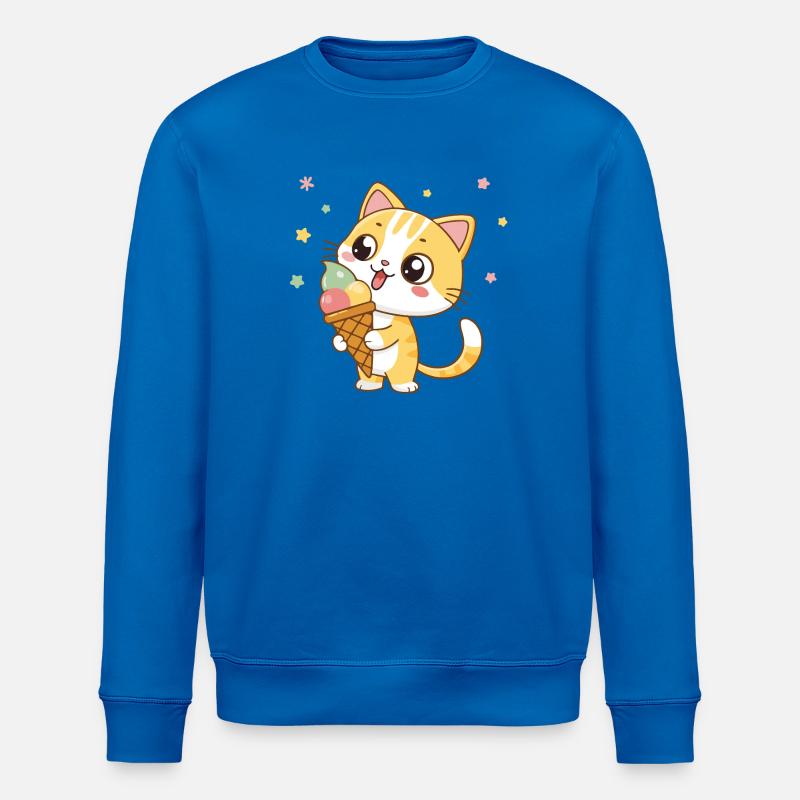 Girige Katze mit Regenbogeneis - Stanley/Stella Unisex Bio-Sweatshirt ROLLER - Königsblau