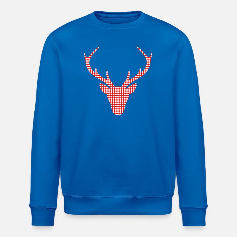 Red deer in dot pattern - Stanley/Stella ROLLER Unisex Organic Sweatshirt - royal blue