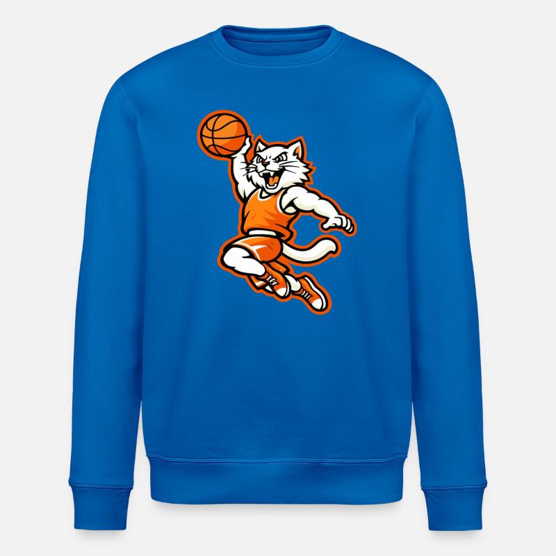 Wütende Basketball-Katze Slam Dunk Maskottchen - Stanley/Stella Unisex Bio-Sweatshirt ROLLER - Königsblau