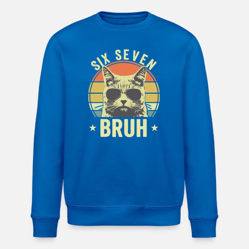 Funny 67 Bruh Cat Meme - Stanley/Stella ROLLER Unisex Organic Sweatshirt - royal blue