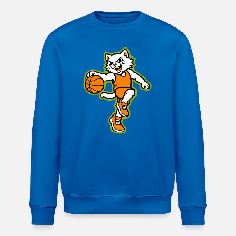 Wildcat-Basketball-Action-Maskottchen - Stanley/Stella Unisex Bio-Sweatshirt ROLLER - Königsblau