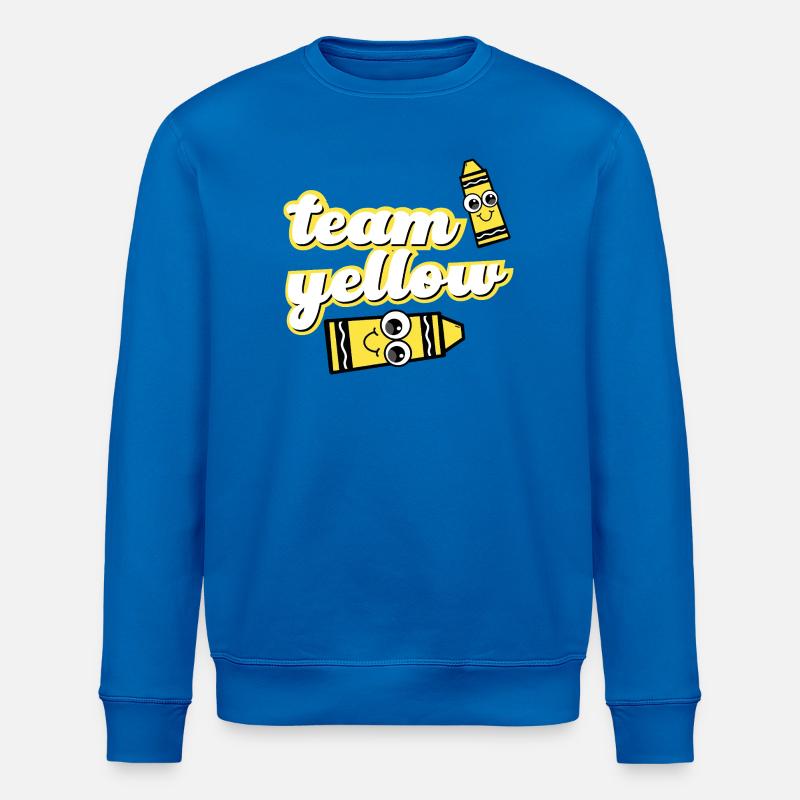 Team Yellow Crayons with Face - Stanley/Stella ROLLER Unisex Organic Sweatshirt - royal blue
