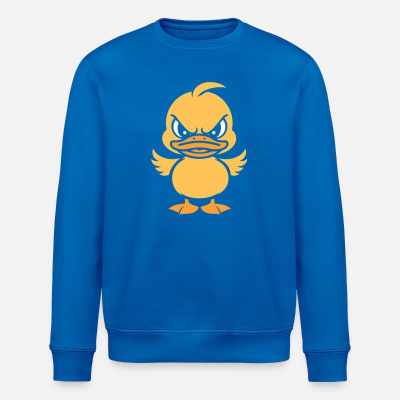 Yellow graphic grumpy duckling - Stanley/Stella ROLLER Unisex Organic Sweatshirt - royal blue