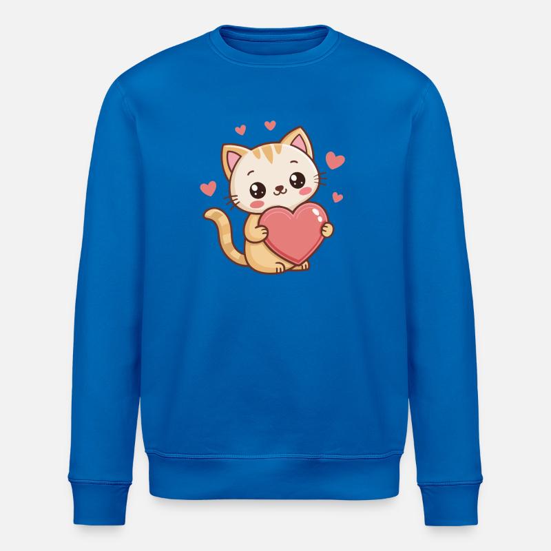 Süßes Kätzchen-Cartoonherz - Stanley/Stella Unisex Bio-Sweatshirt ROLLER - Königsblau